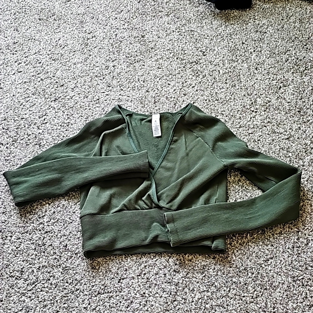 Balance Athletica Olive Green V-Neck Wrap Sweater